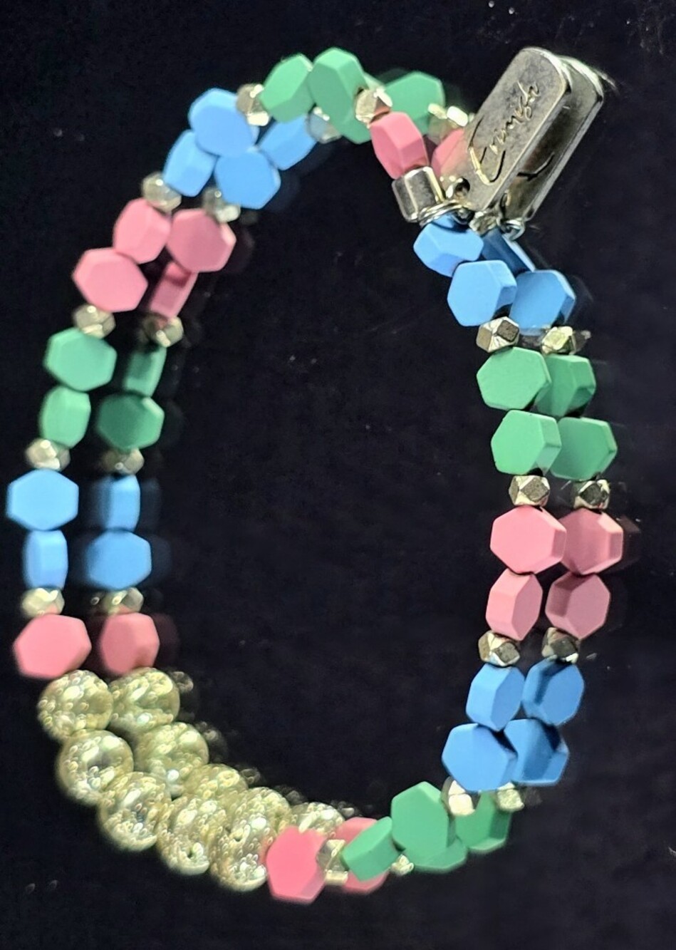 ERIMISH Colorblock Hex Bead Bracelet — Pink, Turquoise, Blue